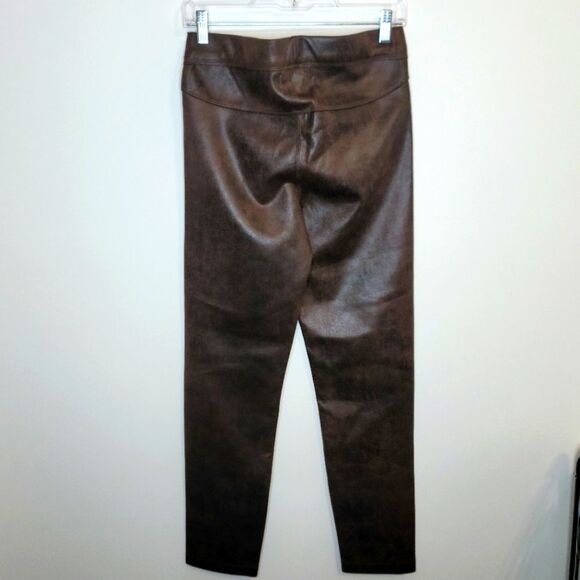 Max Studio Brown Faux Leather Pull On Pants Size Medium - Picture 4 of 8